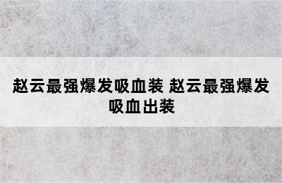 赵云最强爆发吸血装 赵云最强爆发吸血出装